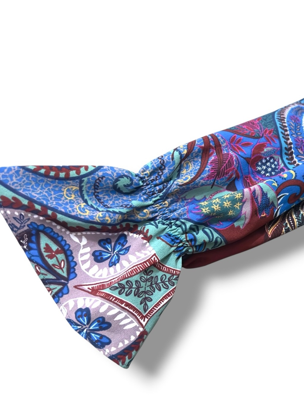 Zac & Rachel | NWOT Boho Teal Multi Paisley Split-Neck Blouse (size L) - Picture 9 of 15